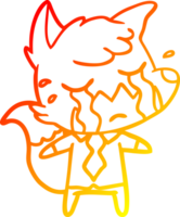 warm gradient line drawing of a crying business fox cartoon png