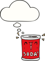 cartoon soda can with thought bubble png