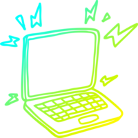 cold gradient line drawing of a cartoon laptop computer png