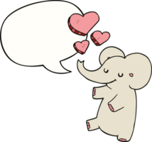 tecknad serie elefant med kärlek hjärtan med Tal bubbla png