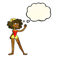 cartoon swimmer woman with thought bubble png