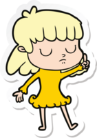 sticker of a cartoon indifferent woman png