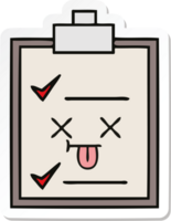 sticker van een checklist voor een schattige cartoon png