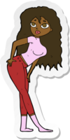 sticker of a cartoon attractive woman looking surprised png