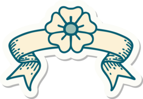 tattoo style sticker with banner of a flower png