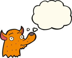 cartoon happy fox with thought bubble png