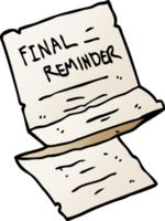 carta de recordatorio final del doodle de dibujos animados png