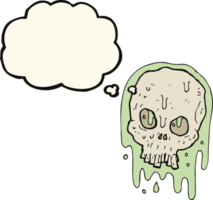 cartoon slimy skull with thought bubble png