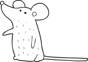 hand drawn black and white cartoon mouse png