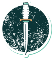 iconic distressed sticker tattoo style image of a dagger png