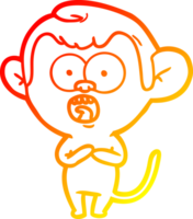 warm gradient line drawing of a cartoon shocked monkey png