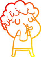 warm gradient line drawing of a cartoon man pulling face png