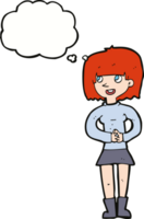 cartoon friendly woman with thought bubble png