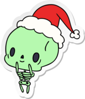 hand drawn christmas sticker cartoon of kawaii skeleton png