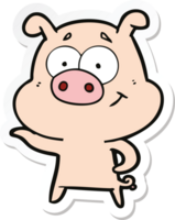 sticker of a cartoon pig pointing png