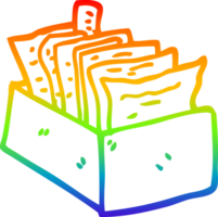 rainbow gradient line drawing of a cartoon office filing box png