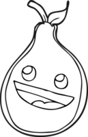 hand drawn black and white cartoon pear png