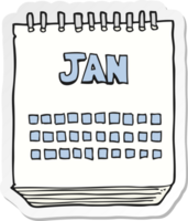 sticker of a cartoon calendar showing month of january png