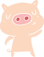 cochon de contenu de dessin animé de style couleur plat png