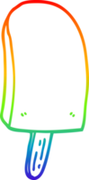 rainbow gradient line drawing of a cartoon ice lolly png