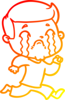 warm gradient line drawing of a cartoon man crying png