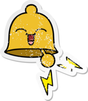 distressed sticker of a cute cartoon ringing bell png