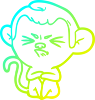 cold gradient line drawing of a cartoon annoyed monkey png