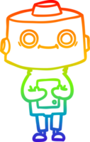 rainbow gradient line drawing of a cartoon robot png