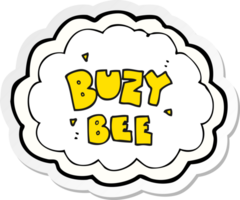 sticker of a cartoon buzy bee text symbol png