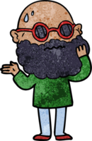 cartoon worried man with beard and sunglasses png