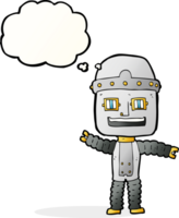 cartoon waving robot with thought bubble png