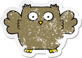 distressed sticker of a cute cartoon owl png