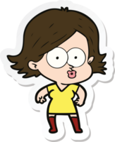 sticker of a cartoon girl pouting png