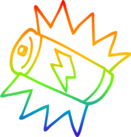 rainbow gradient line drawing of a cartoon battery png