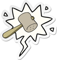 cartoon mallet with speech bubble sticker png