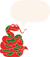 cartoon snake with speech bubble in retro style png