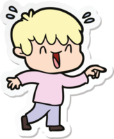 sticker of a cartoon laughing boy png