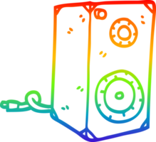 rainbow gradient line drawing of a cartoon retro speaker png