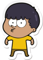 sticker of a cartoon curious boy png