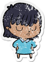 distressed sticker of a cartoon woman png