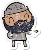 distressed sticker of a cartoon bearded man png