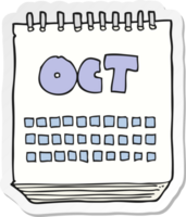 sticker of a cartoon calendar showing month of october png