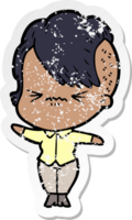 distressed sticker of a cartoon annoyed hipster girl png