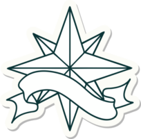 tattoo style sticker with banner of a star png