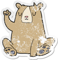 bedrövad klistermärke av en tecknad serie björnvinkande png