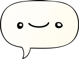 happy cartoon face with speech bubble in smooth gradient style png