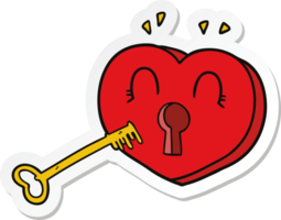 sticker of a cartoon heart with key png