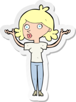 sticker of a cartoon woman throwing arms in air png
