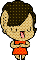 cute cartoon girl with hipster haircut png