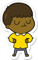 pegatina de un niño gruñón de dibujos animados png